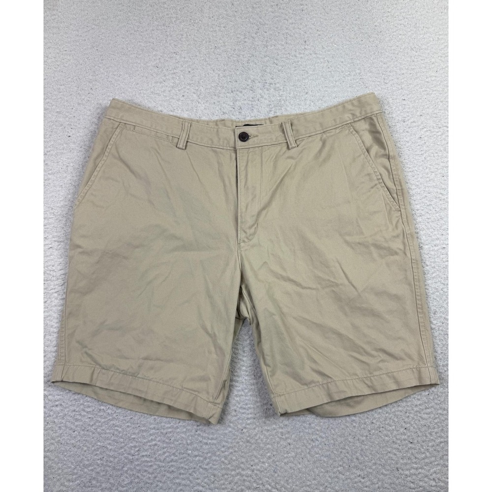 Lands End Shorts Mens 38 Khaki Chino Flat Front Cotton Casual Summer